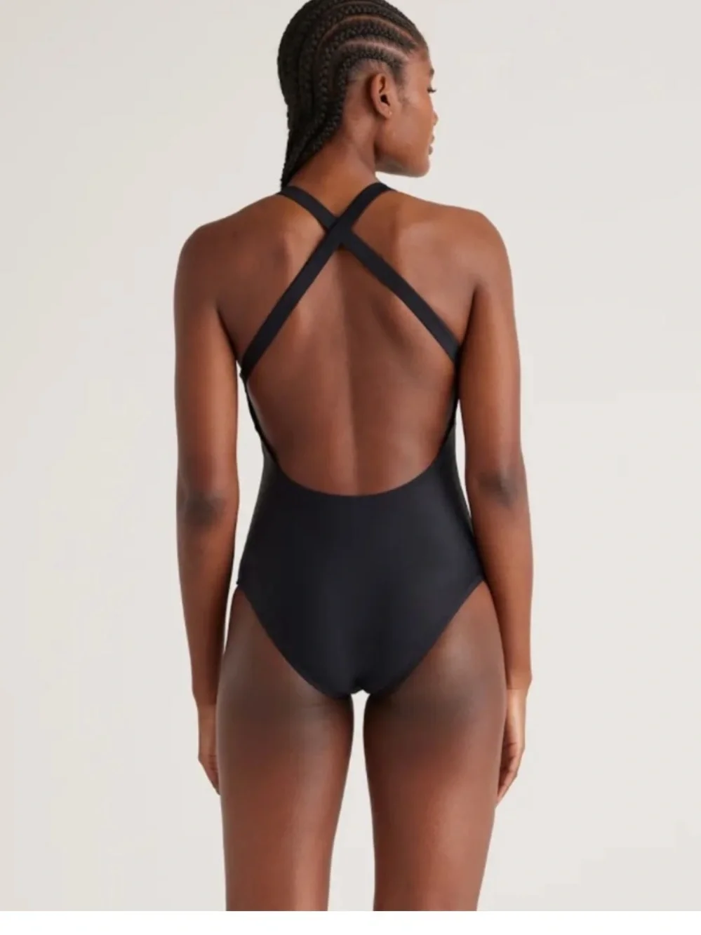 Quince Italian Cross-Back One-Piece Swimsuit Black Size XL E100